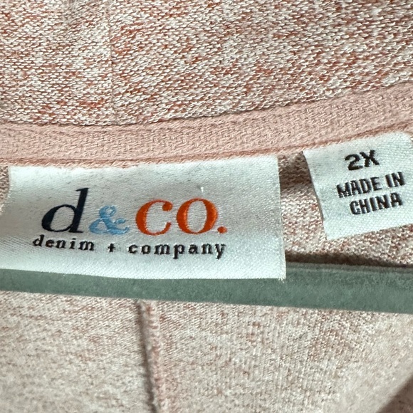 D&Co women’s plus size 2X open front cardigan solid mauve heathered pink - Picture 2 of 3